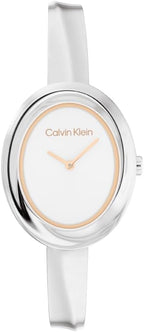 Calvin Klein Reloj de mujer con bisel retorcido - 24mm 2H de cuarzo - Brazalete ajustable de acero inoxidable - Resistente al agua hasta 30 metros – Moda premium para todas las ocasiones - Regalo para