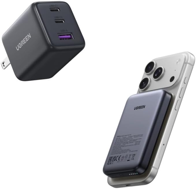 UGREEN Paquete de carga rápida, cargador de pared USB-C GaN de 45 W...