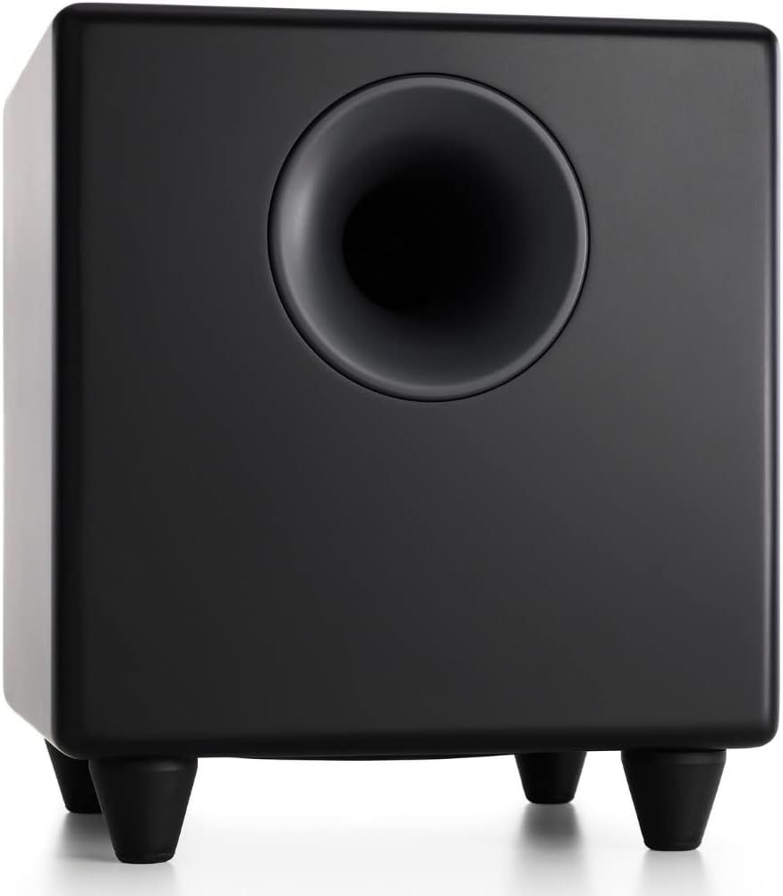 Audioengine S8 Bocina para sonidos graves, de 8 pulgadas, con conexión a corriente eléctrica, color blanco. Negro