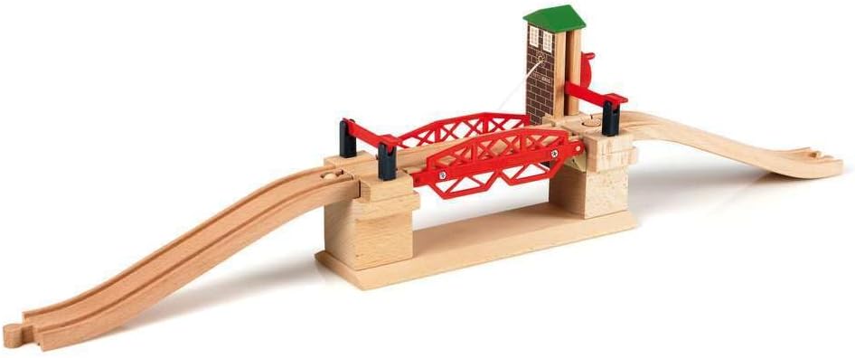 BRIO World Lifting Bridge - Accesorio de tren de madera movible - Certificado FSC - Compatible con todos los juegos de ferrocarriles Brio - Incluye 1 elevador y 2 pistas - Diversión creativa y