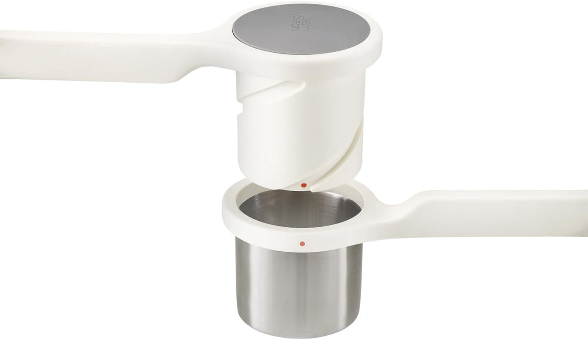 Exprimidor ergonómico, con giro, de acero inoxidable Joseph Joseph, (Potato Ricer), Blanco