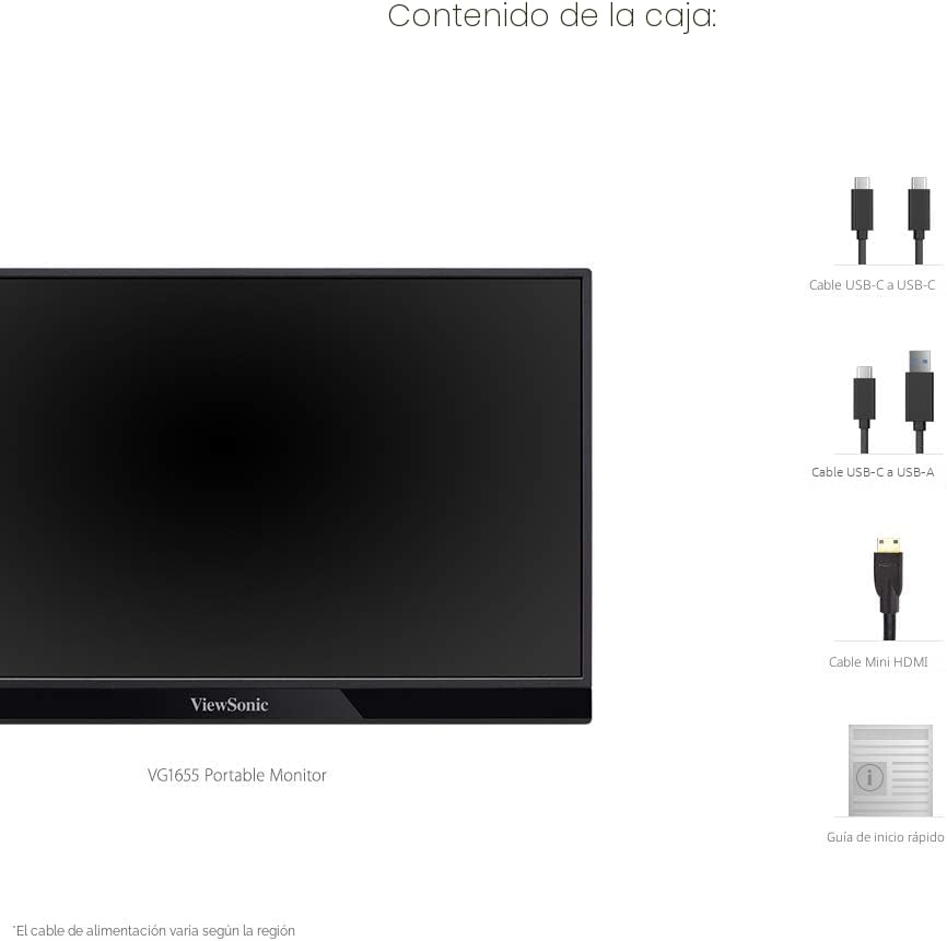 ViewSonic VG1655 - Monitor portátil de 15.6 pulgadas 1080p con USB...