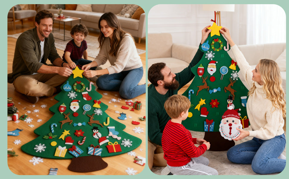 Juego de árbol de Navidad de fieltro de 3 pies calendario