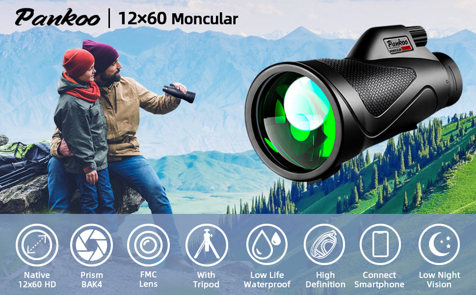 Telescopio monocular de 12 x 60 de alta potencia con