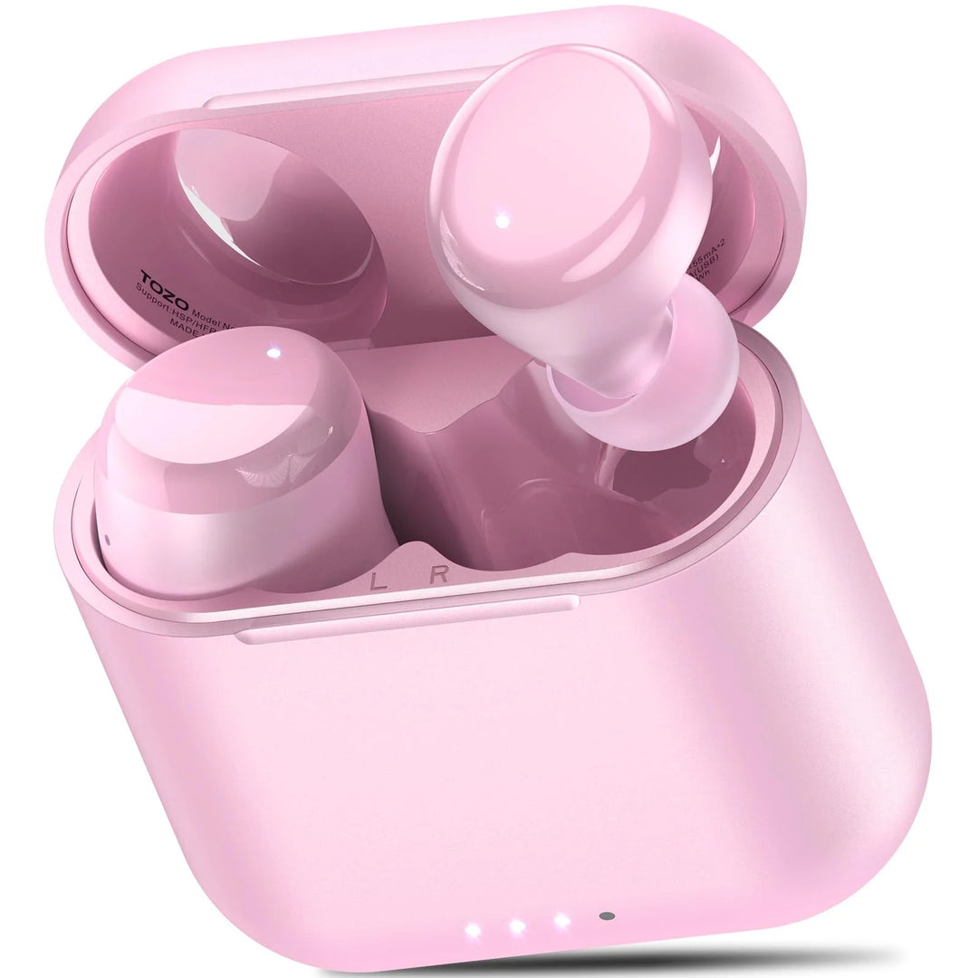T6 Wireless Earbuds, Bluetooth 5.3 Ear Buds, Stereo in Ear Headphones, 50H Play, Wireless Charging Case, Noise Cancelling Mic, App 32EQ, IPX8 Waterproof Earphones, Rose Gold