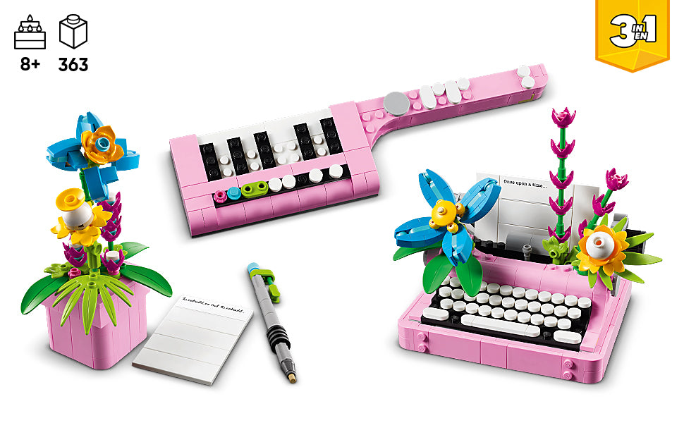 LEGO Creator 31169 - Máquina de escribir 3 en 1 con flores
