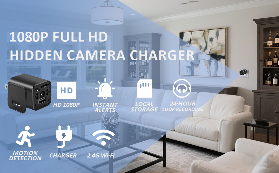 PATTERSON Cargador USB de cámara oculta 1080P - Mini