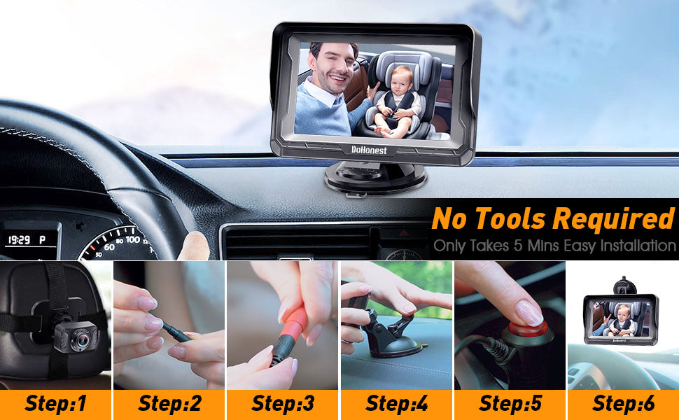 DoHonest Cámara de Coche para Bebé HD 1080P - Monitor para