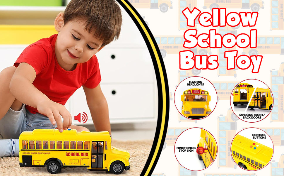 ArtCreativity Juguete de autobús escolar amarillo con