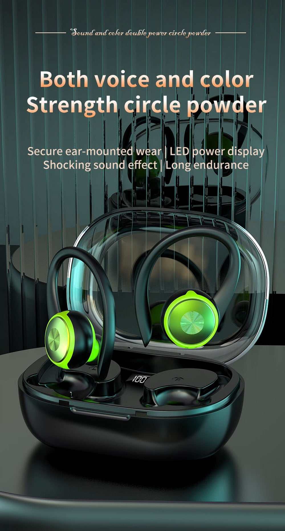Wireless Earbuds, Bluetooth 5.3 Headphones 48H Playtime with 500Mah Charging Case, IPX7 Waterproof Over-Ear Earphones with Earhooks Built-In Microphone Earbuds for Sports Running Workout