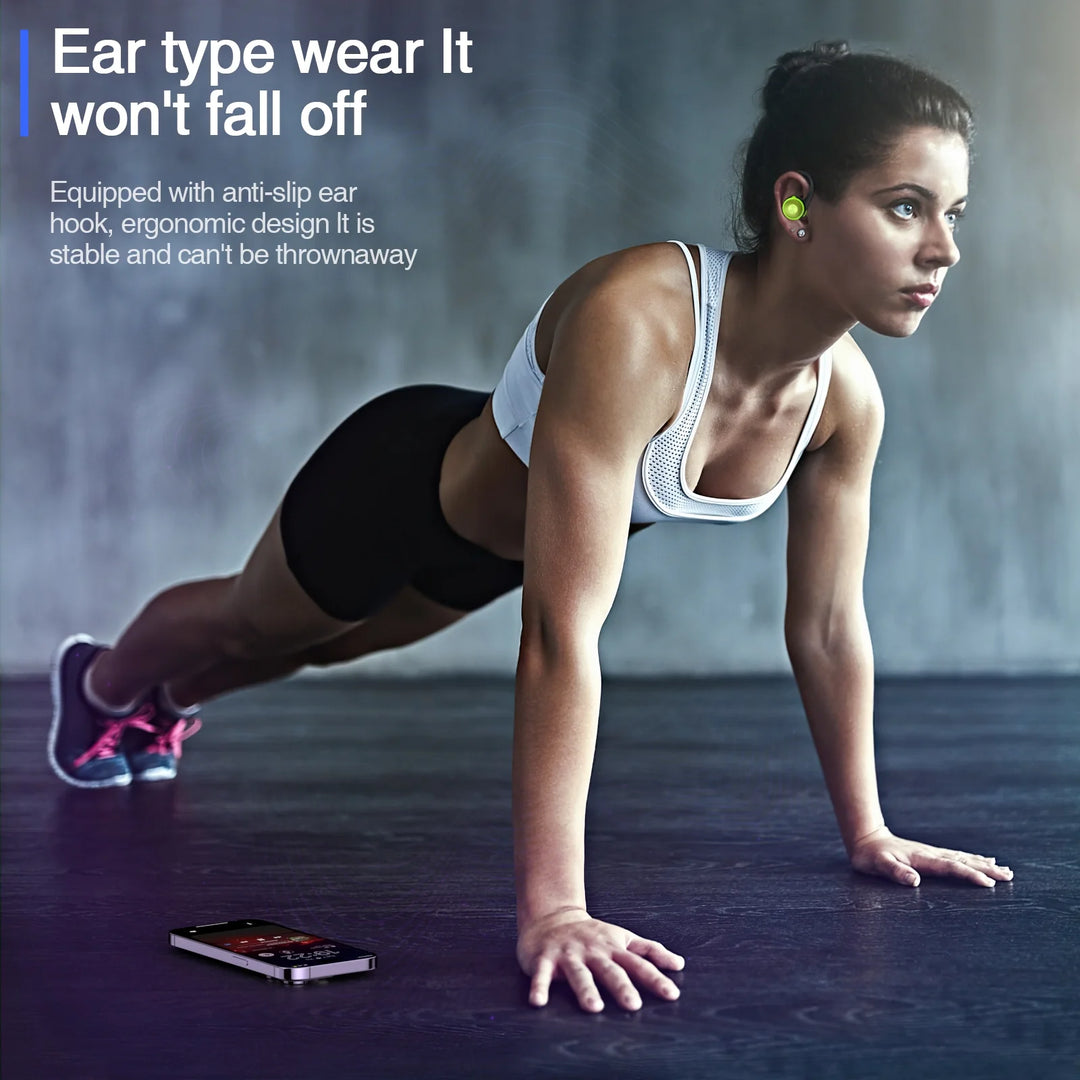 Wireless Earbuds, Bluetooth 5.3 Headphones 48H Playtime with 500Mah Charging Case, IPX7 Waterproof Over-Ear Earphones with Earhooks Built-In Microphone Earbuds for Sports Running Workout