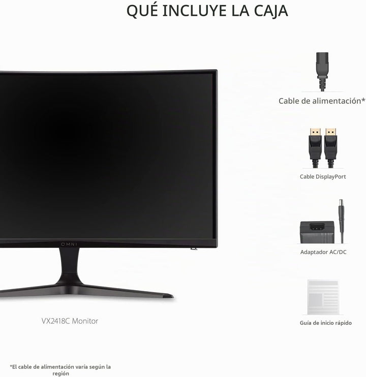 ViewSonic VX2418C Monitor curvo para juegos de 24 pulgadas, 1080p,...