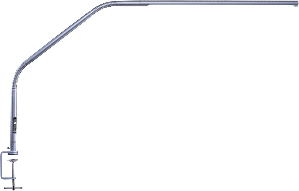 Lámpara daylight Slimline 4™ Lámpara de mesa LED en gris hielo - 6,000K, 3,200 Lux, 4 niveles de brillo, puerto de carga USB-C, difusor antirreflejo, diseño flexible, arte y manualidades, costura, salón de