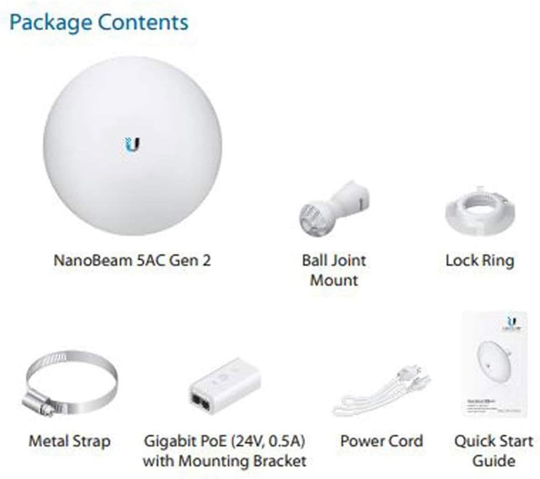 Ubiquiti Networks Paquete de 2 NBE-5AC-GEN2 NanoBeam ac