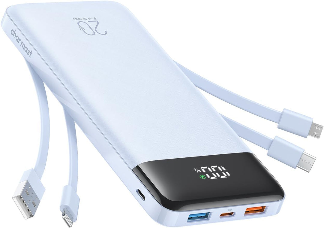 charmast Cargador portátil de 20000 mAh con cables integrados, carg...