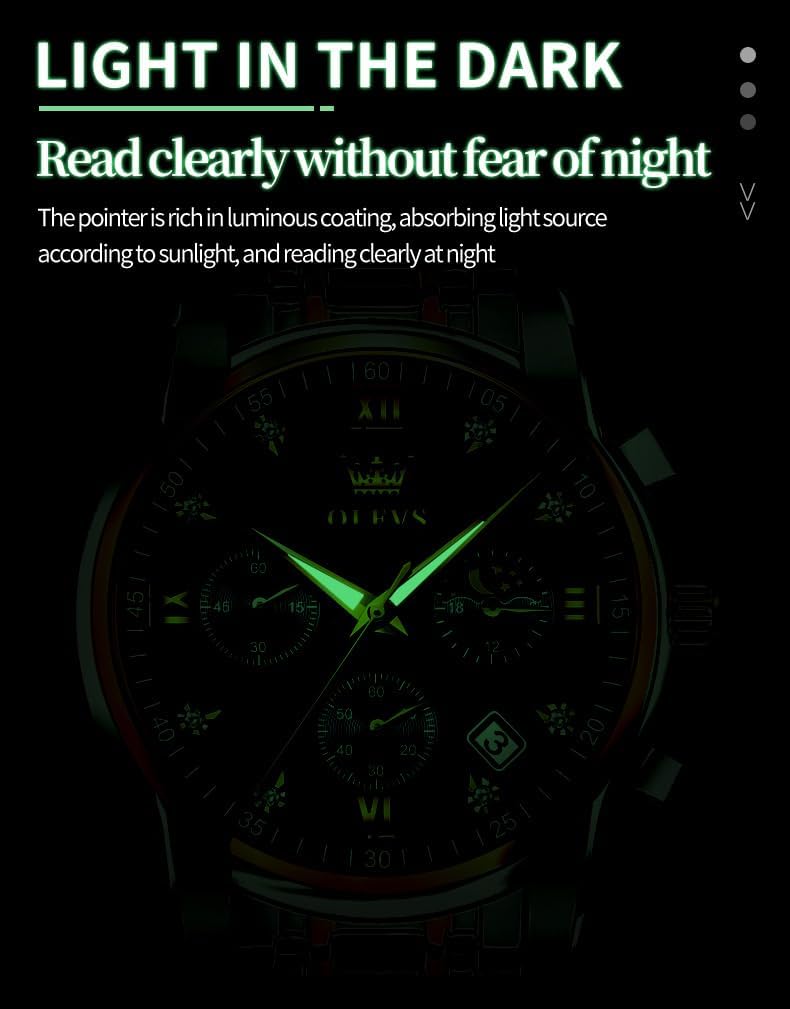 OLEVS Reloj para Hombre Diamante Negocios Vestimenta Analógico Acero Inoxidable a Prueba de Agua Lúmina Fecha Dos Tonos Lujo Casual de Muñeca