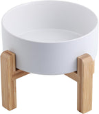 Cuenco de cerámica elevado o elevado para perros de razas pequeñas y medianas, cuenco de agua con soporte, plato de alimentación de mascotas pesado antideslizante de 6 pulgadas, 3.6 tazas