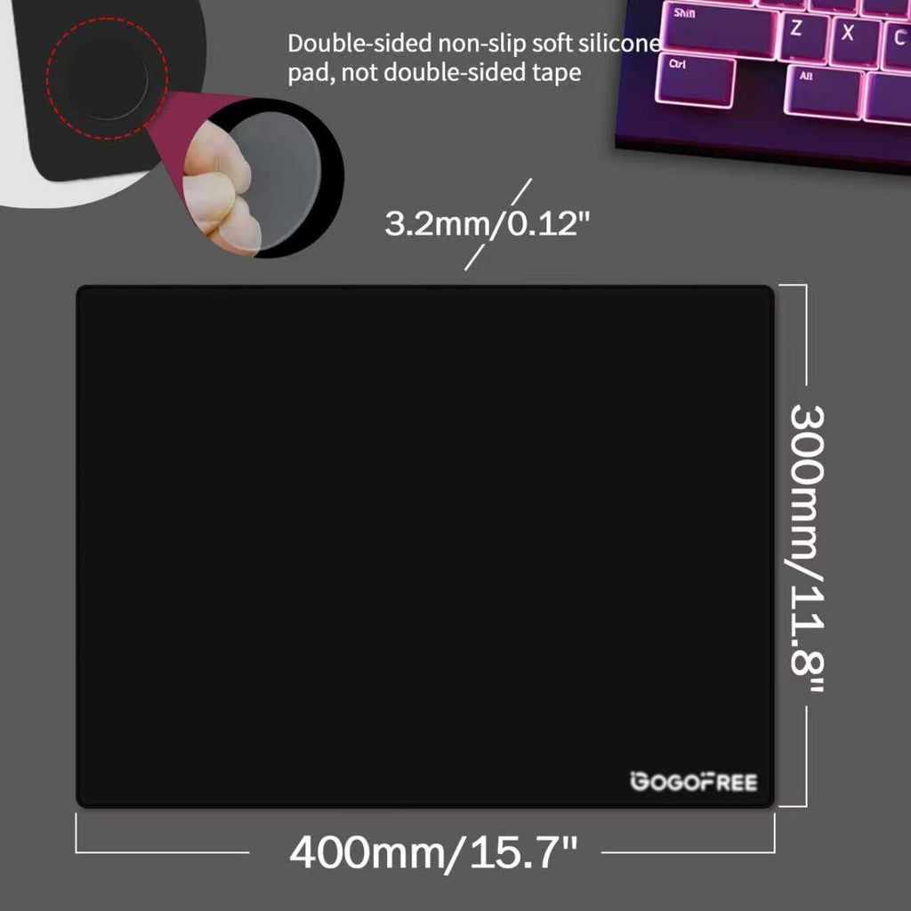 Alfombrilla de mouse de vidrio para juegos, alfombrilla de mouse profesional de vidrio templado Esport con superficie ultra suave micro grabada para una velocidad y control máximos, alfombrilla de mouse dura, color negro (15.7 x 11.8 pulgadas)