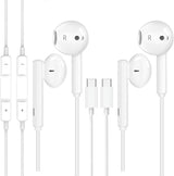 Paquete de 2 auriculares con cable USB C micrófono llamada