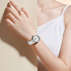 OLEVS Relojes de cuero para mujer lujo moda vestir impermeable cuarzo