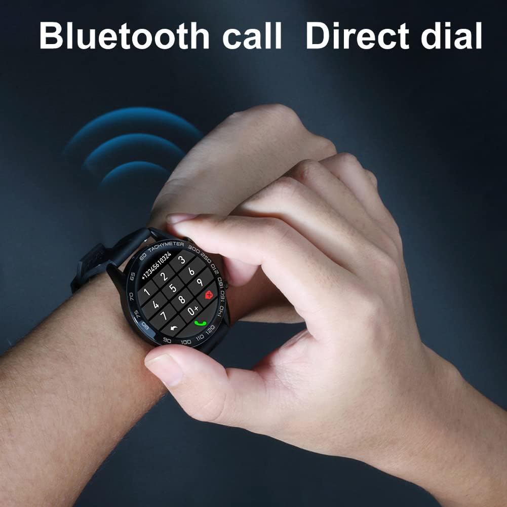 Reloj inteligente para hombre para Android iOS, llamadas Bluetooth, chat de voz con monitor de frecuencia cardíaca/sueño, monitor de fitness, pantalla táctil completa de 1.3 pulgadas, IP67