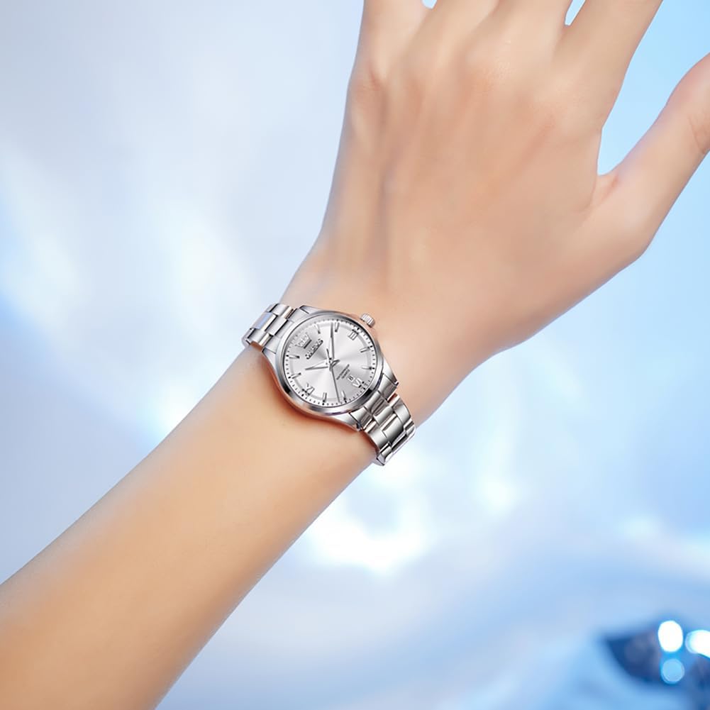 OLEVS Reloj para Mujer Lujo Acero Inoxidable Pulsera Pequeña para Vestir, a Prueba de Agua, Analógico