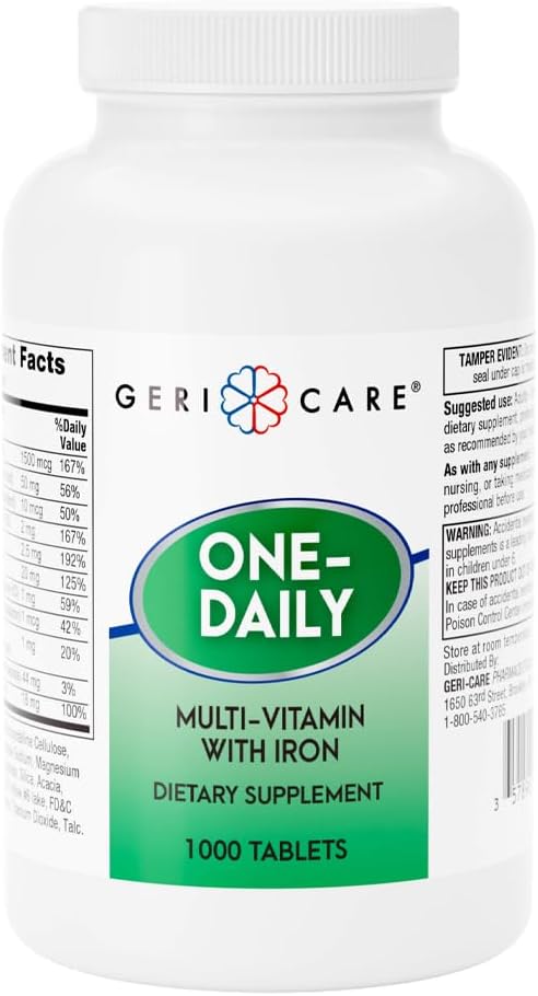 GeriCare Multi-vitamina con hierro para un día, suplemento nutricio...