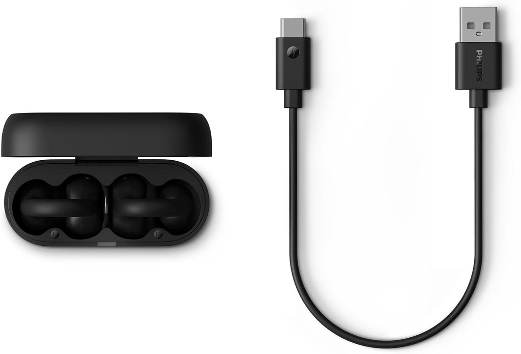 PHILIPS Q2000 Auriculares TWS estilo orejera, 28 horas de tiempo de reproducción, llamadas claras, IPX4 resistentes al sudor, color negro