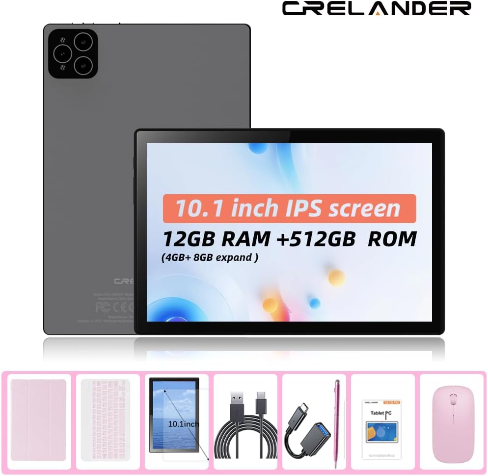 Crelander Tablet Android 13 de 10.1 pulgadas con ranura para tarjet...