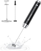 Maestri House LunaFro - Espumador de leche recargable con soporte, máquina de espuma eléctrica de mano, impermeable, desmontable, de acero inoxidable, mezclador de bebidas, espumador para lattes