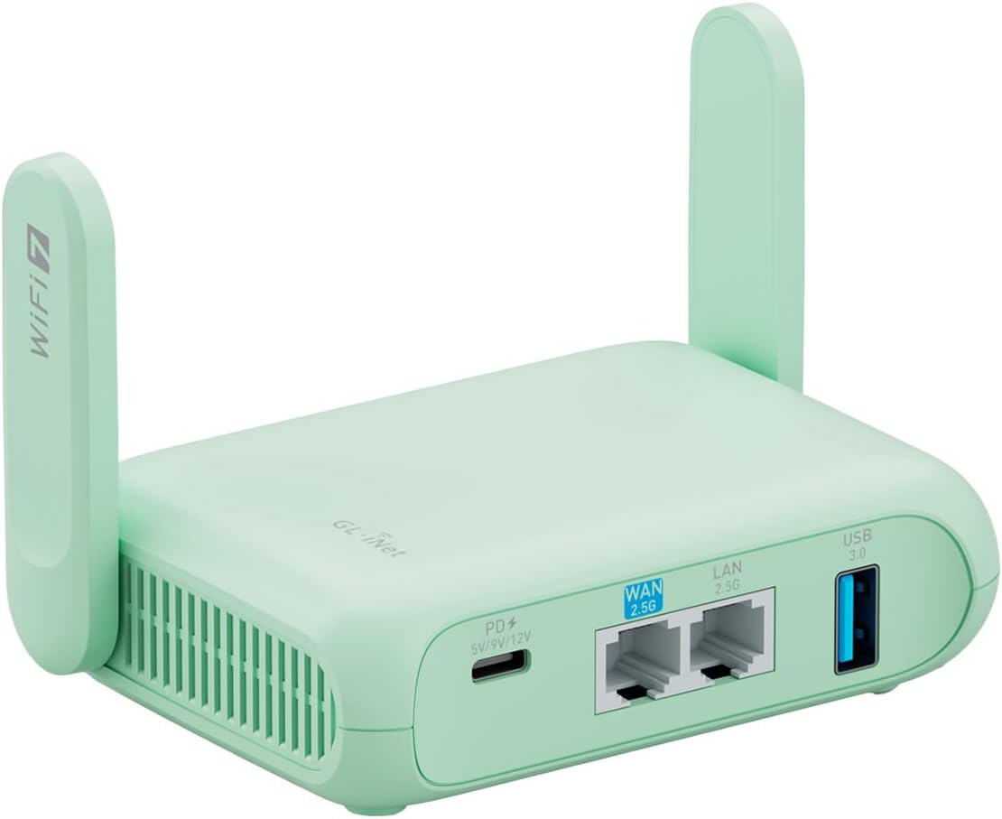 GL.iNet GL-MT3600BE (Beryl 7) Enrutador de viaje portátil, Wifi 7 d...