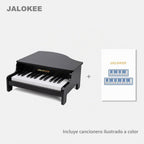 Teclado de piano para niños, piano de cola de 25 teclas para niños, mini juguete de instrumento educativo musical, volumen ajustable, juguete de madera para niños pequeños y niñas (negro)