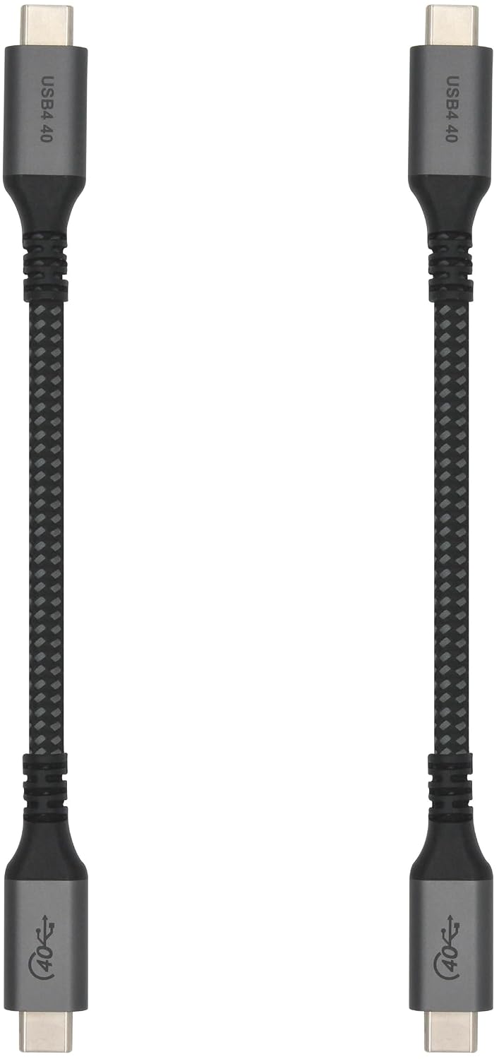 Cable USB4 extra corto de 6 pulgadas, 40 Gbps, soporta carga de 100 W (20 V, 5 A), compatible con Thunderbolt 3 y USB-C (paquete de 2)