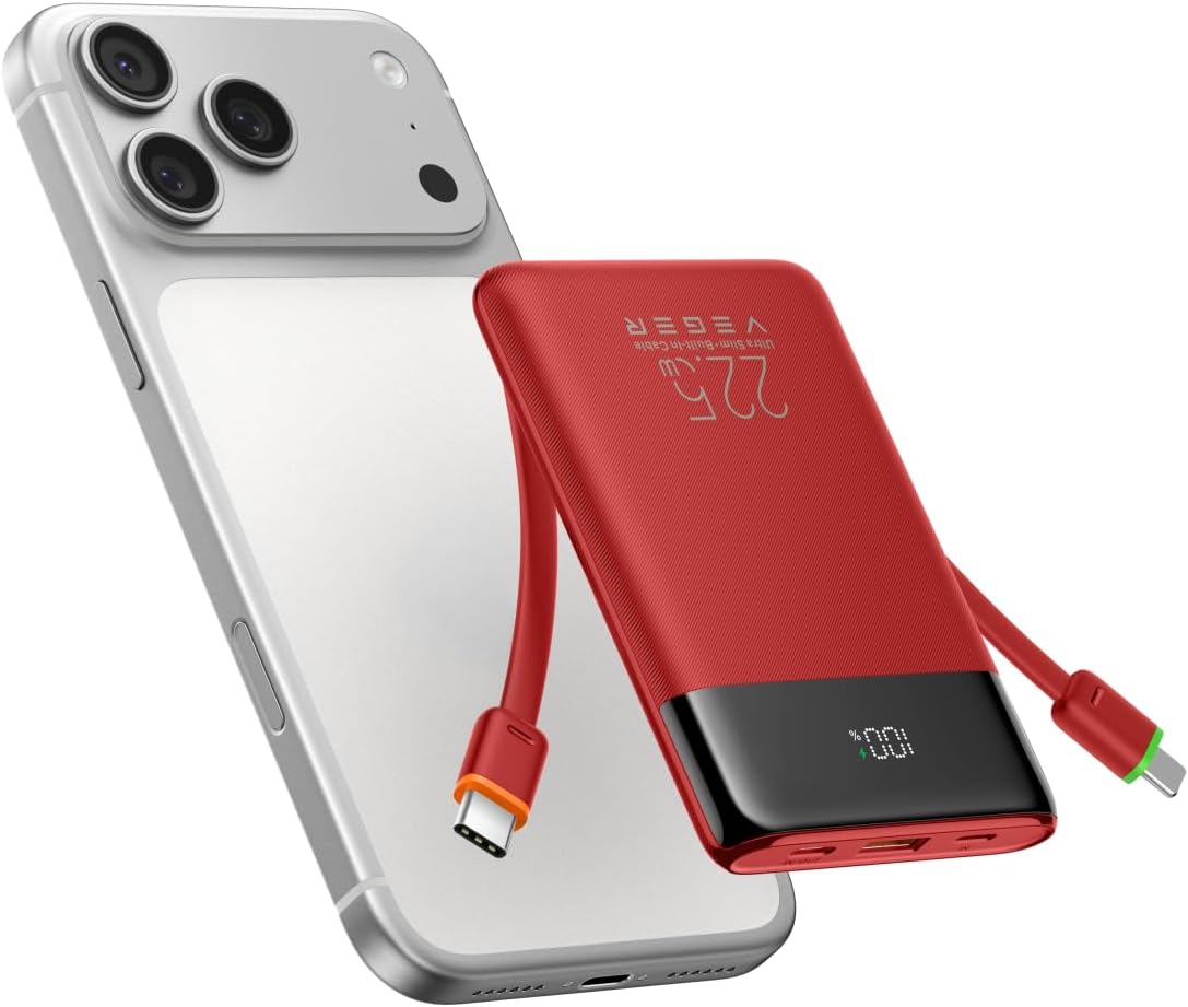 VEGER Cargador portátil de carga rápida 10000mAh 22,5W con cables i...