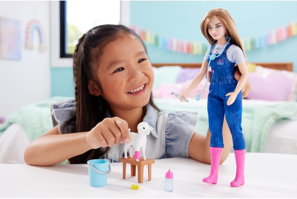 Muñeca de 65 aniversario de Barbie y 10 accesorios, juego de veteri...