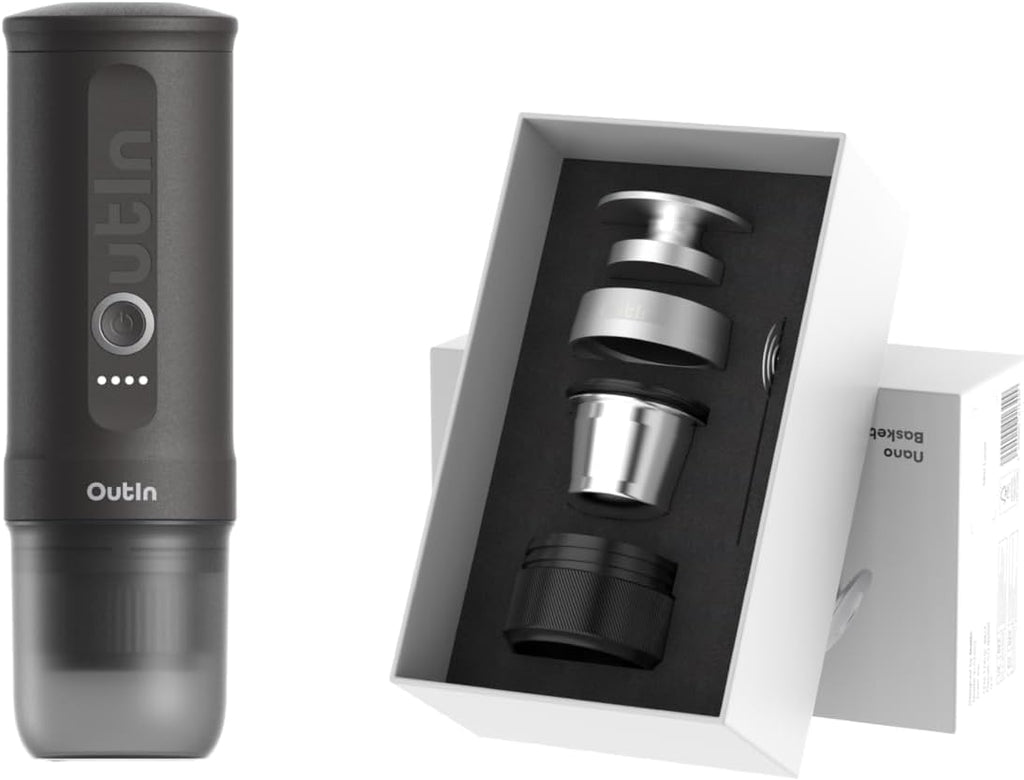 OutIn Juego completo Nano Máquina de espresso portátil con accesorios de doble disparo