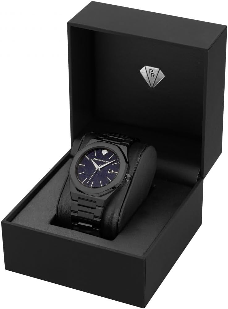 PIERRE RICHARDSON PR5428 Reloj de lujo para hombre – Movimiento de cuarzo japonés, acero inoxidable, 41mm, 5ATM resistente al agua, cristal de zafiro resistente a los arañazos – Reloj de vestir