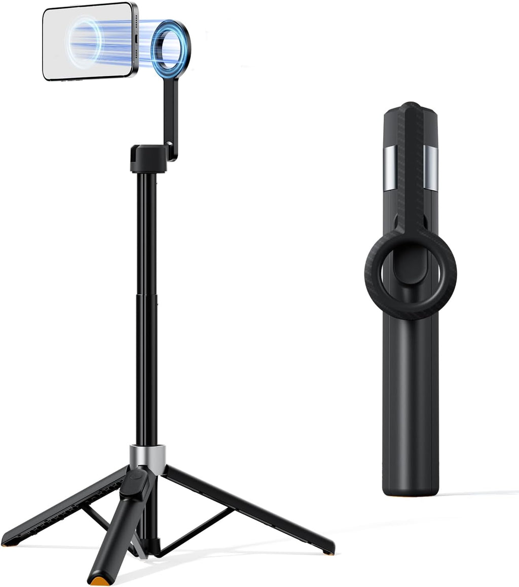 TODI Trípode magnético de 60 pulgadas para iPhone, mini palo magnético selfie stick compatible con iPhone serie 12-17 con anillo de metal
