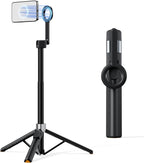 TODI Trípode magnético de 60 pulgadas para iPhone, mini palo magnético selfie stick compatible con iPhone serie 12-17 con anillo de metal