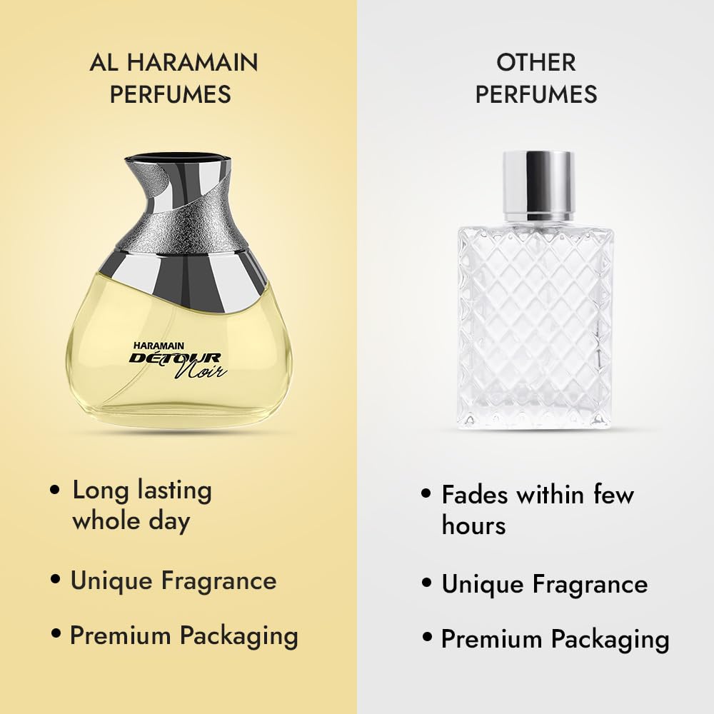 Al Haramain Detour Noir Eau de Perfume Spray para Unisex, 3.33 onzas