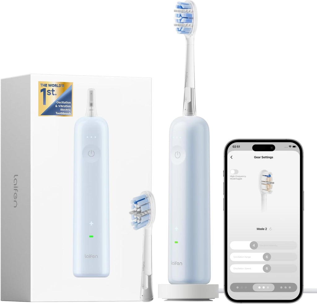 Laifen Cepillo de dientes Wave Pro, sensor de presión y oscilación de 60°