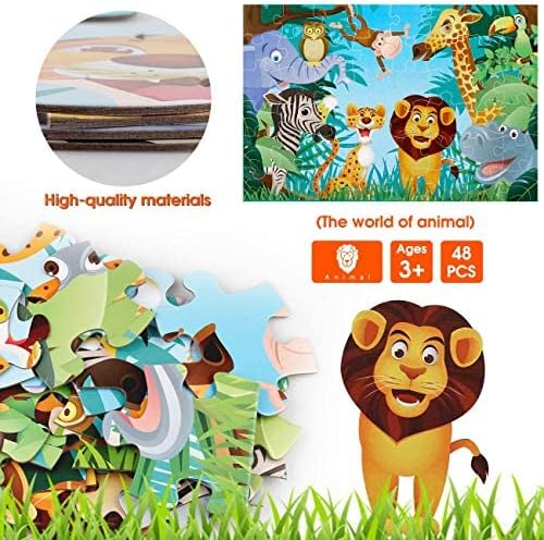 Rompecabezas de suelo jumbo para niños, rompecabezas de animales de 48