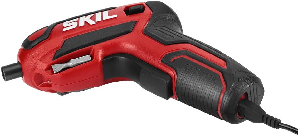 SKIL Destornillador inalámbrico recargable de 4 V que incluye 9 puntas, 1 soporte para brocas, cable de carga USB - SD561801