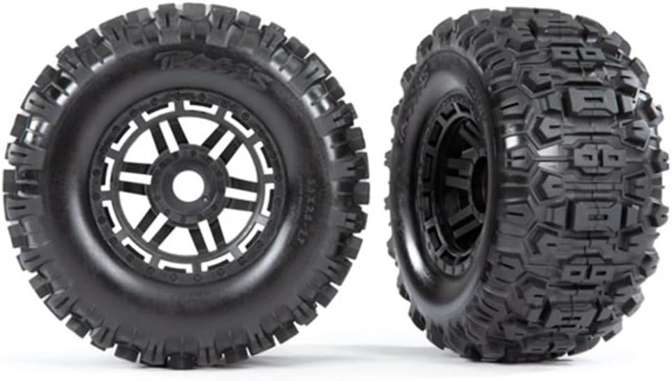 Traxxas Sledgehammer Neumáticos y ruedas, pegados (ruedas negras)