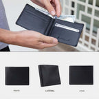 SLNT - Cartera de bloqueo para hombre, delgada, plegable, 6 ranuras para