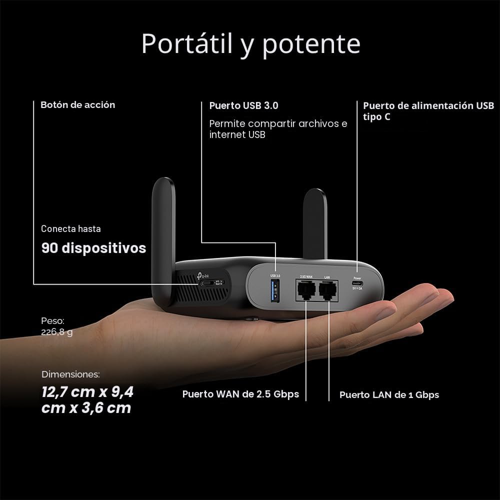 TP-Link BE3600 Wi-Fi 7 Router de viaje portátil TL-WR3602BE | Doble...