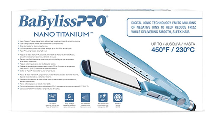 BabylissPRO Nano Titanium Ionic Hair Straightener, Professional Fla...