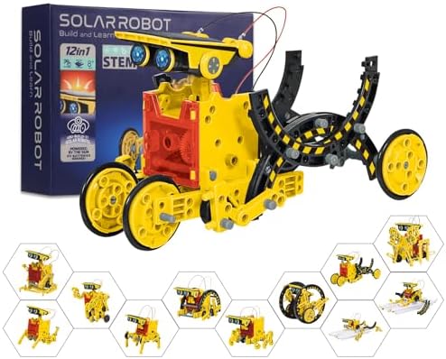AESGOGO Kits de robot de energía solar STEM 12 en 1, juguetes para niños de 8 a 13 años, kit de construcción de robot educativo científico para niños, juego de experimentos de bricolaje, regalos de cu