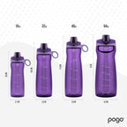Pogo Botella de agua de plástico sin bisfenol A con tapa con pico de 32 onzas, color morado