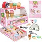Juego de juguetes de madera para contador de helados, juego de comida para